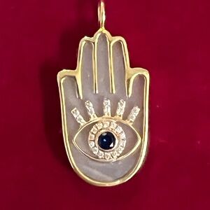 Brent Neale Look-alike and Moonstone Gold Plated Hamsa Pendant- New- Custom …